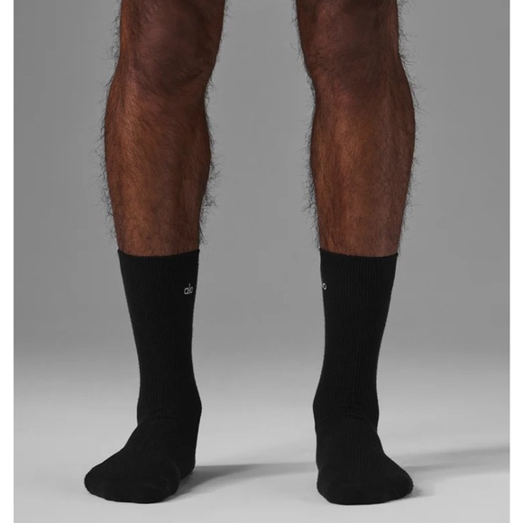 NWT ALO Unisex Half-Crew Understated Sock, Black, size S - Picture 3 of 3